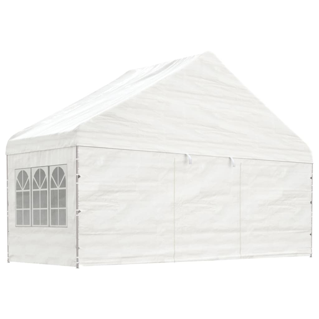 Paviljong med tak hvit 6,69x5,88x3,75 m polyetylen