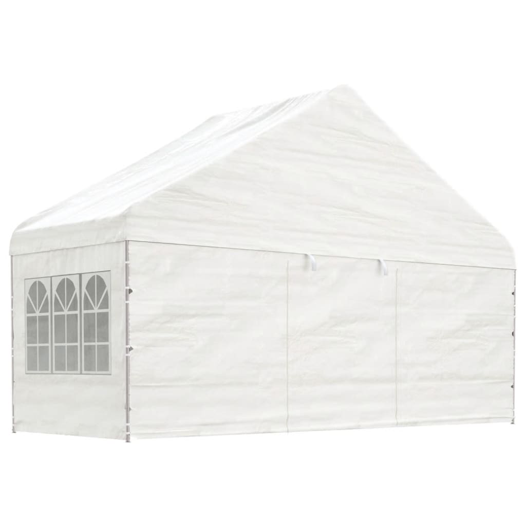 Paviljong med tak hvit 8,92x5,88x3,75 m polyetylen