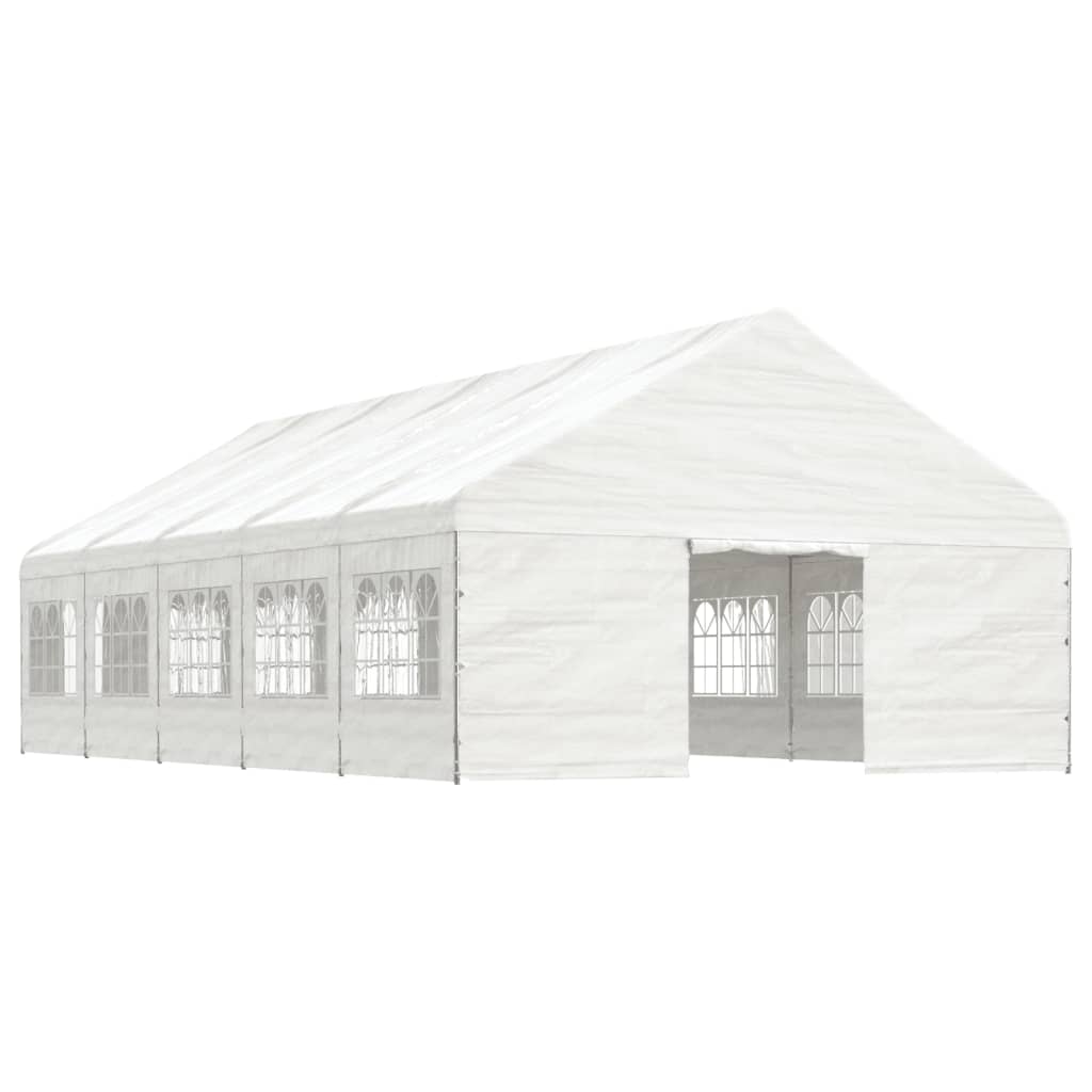 Paviljong med tak hvit 11,15x5,88x3,75 m polyetylen