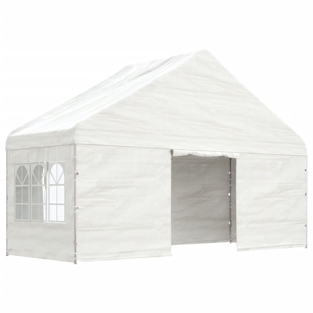 Paviljong med tak hvit 11,15x5,88x3,75 m polyetylen