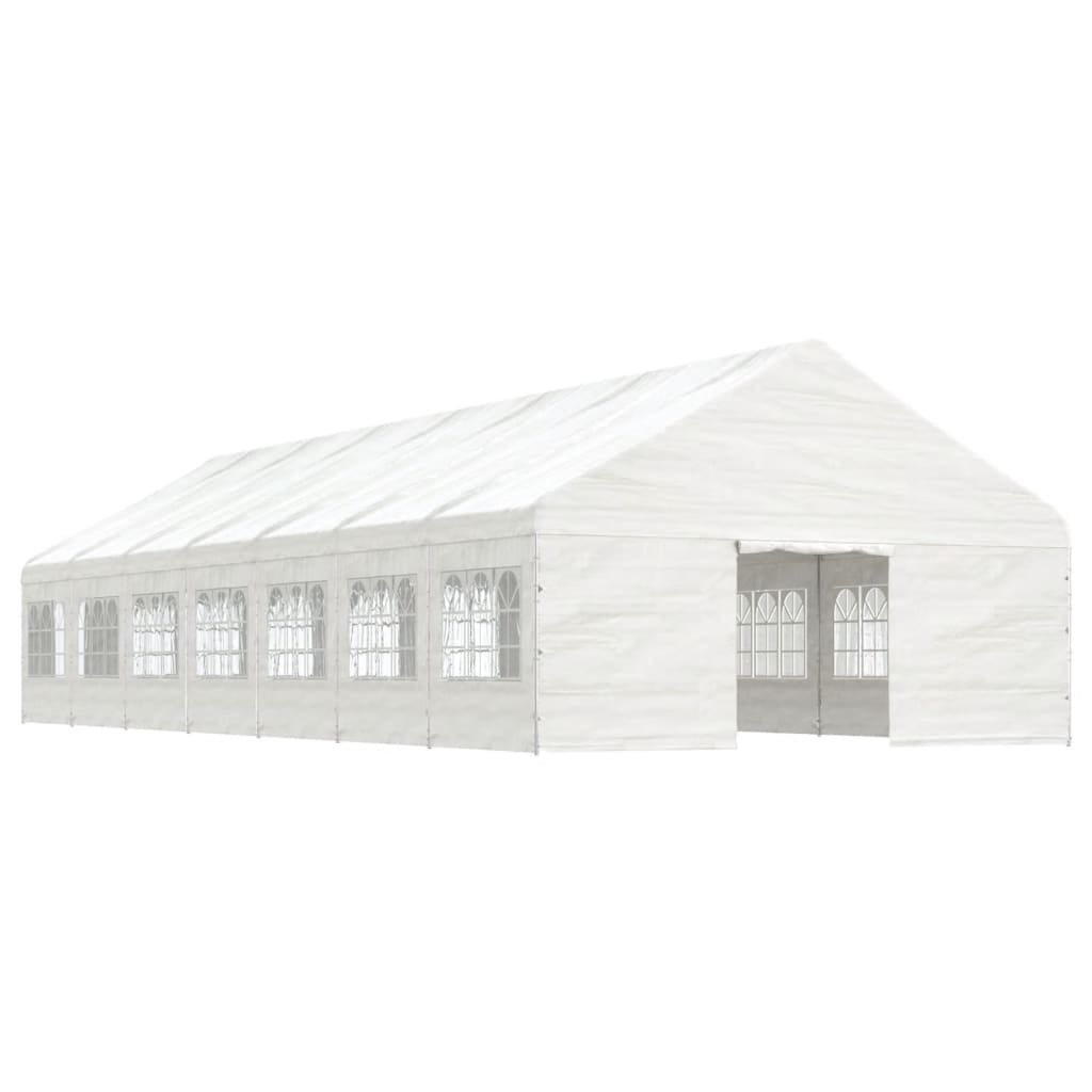 Paviljong med tak hvit 15,61x5,88x3,75 m polyetylen