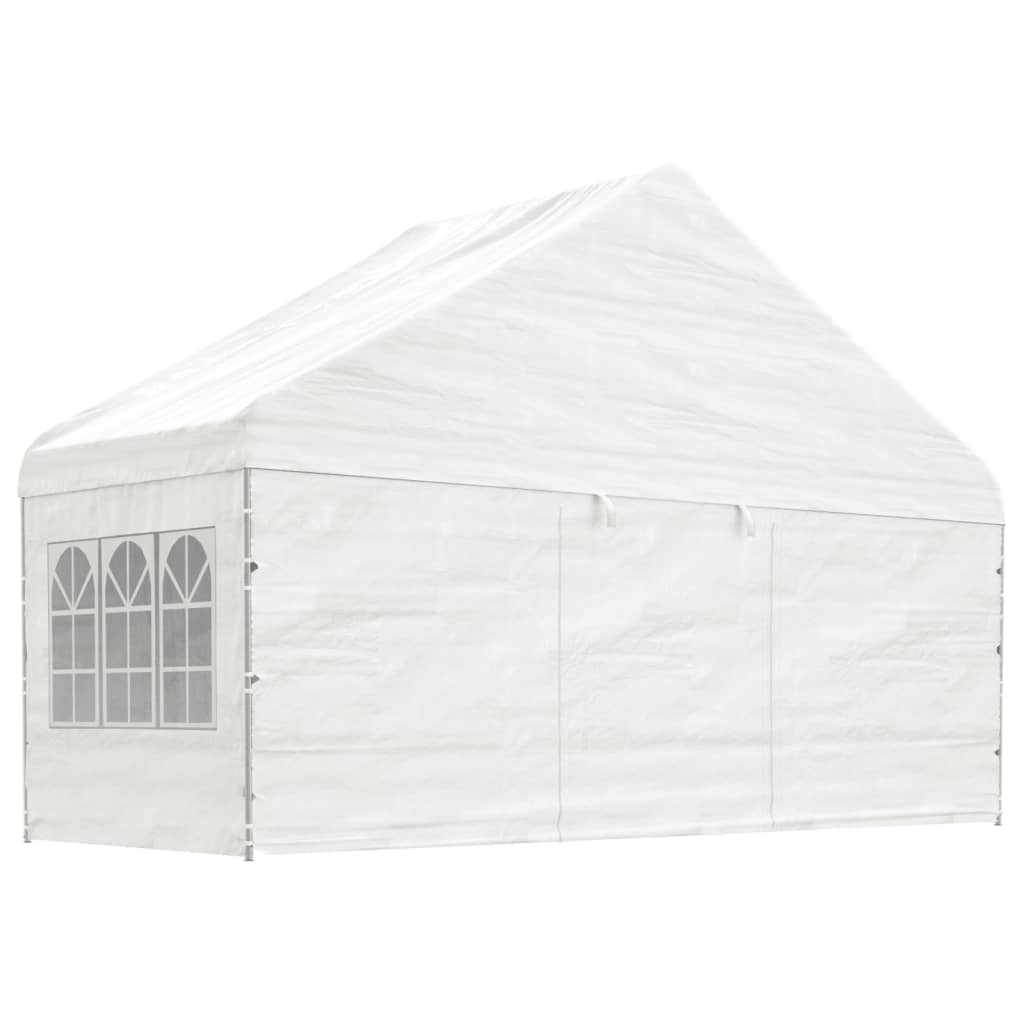 Paviljong med tak hvit 15,61x5,88x3,75 m polyetylen