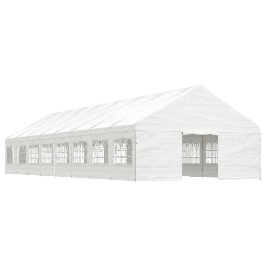 Paviljong med tak hvit 17,84x5,88x3,75 m polyetylen