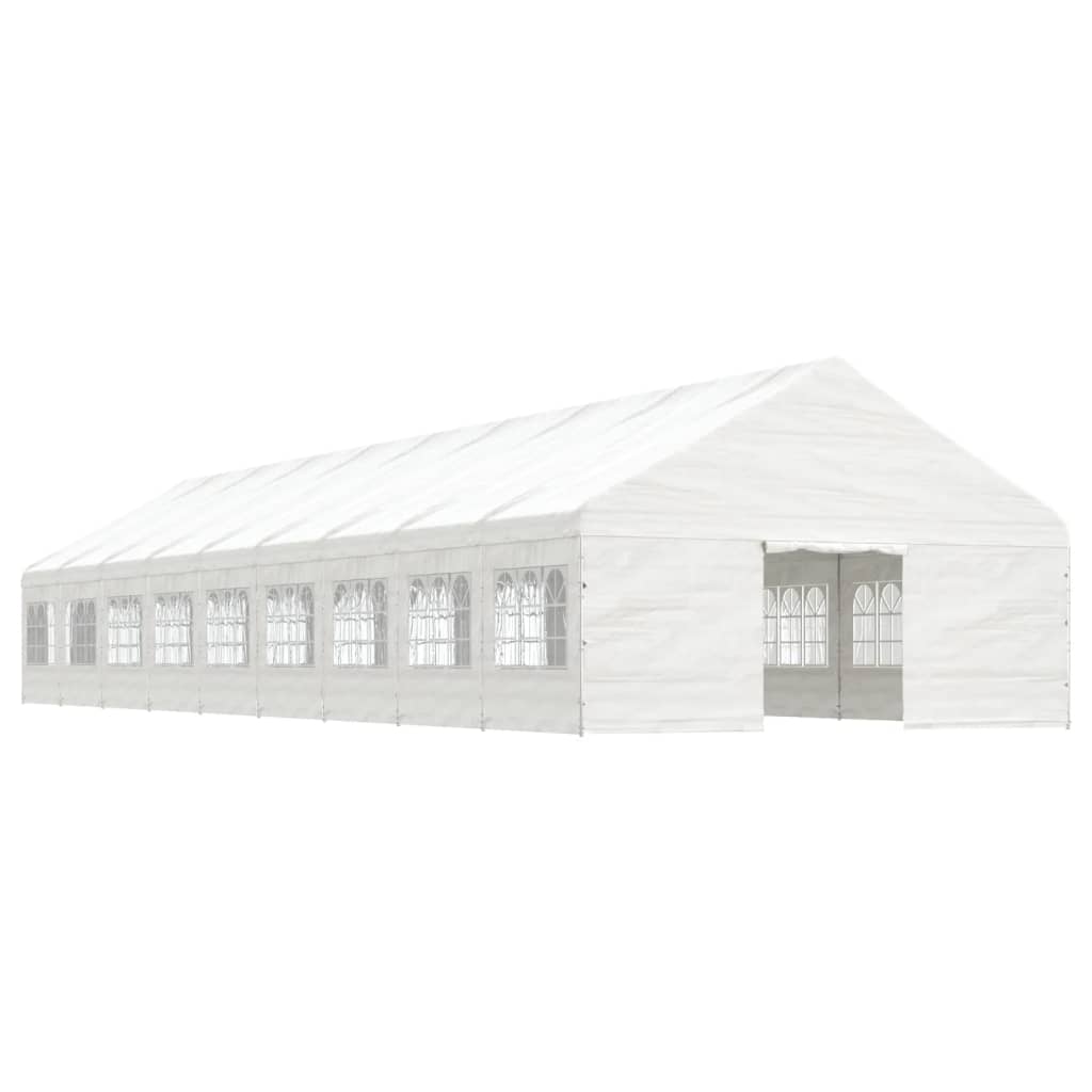 Paviljong med tak hvit 20,07x5,88x3,75 m polyetylen