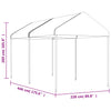 Paviljong med tak hvit 4,46x2,28x2,69 m polyetylen