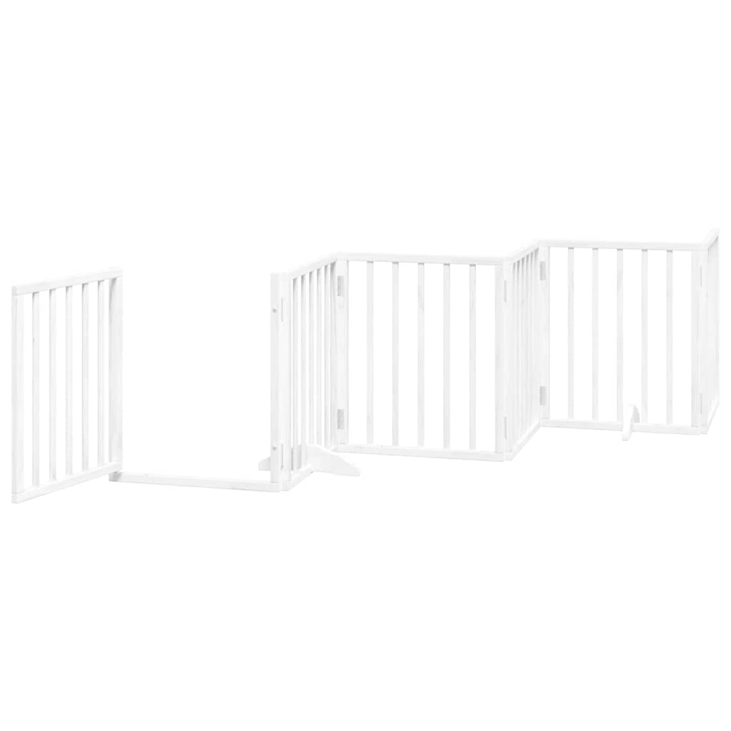 Hundeport sammenleggbar 12 paneler hvit 600 cm poppeltre