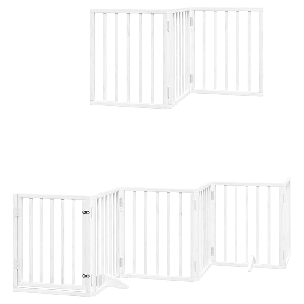 Hundeport sammenleggbar 15 paneler hvit 750 cm poppeltre