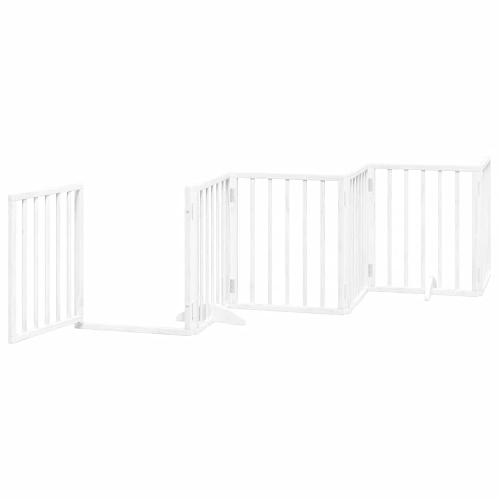 Hundeport sammenleggbar 15 paneler hvit 750 cm poppeltre