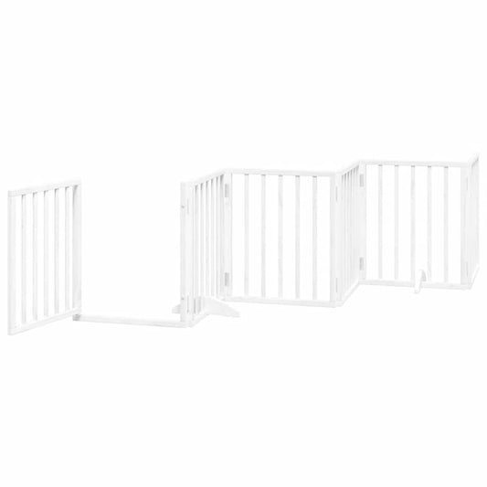 Hundeport sammenleggbar 15 paneler hvit 750 cm poppeltre