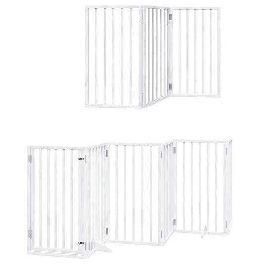 Hundeport sammenleggbar 15 paneler hvit 750 cm poppeltre
