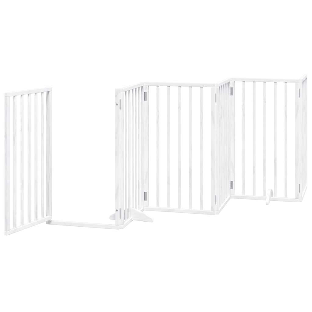 Hundeport sammenleggbar 15 paneler hvit 750 cm poppeltre