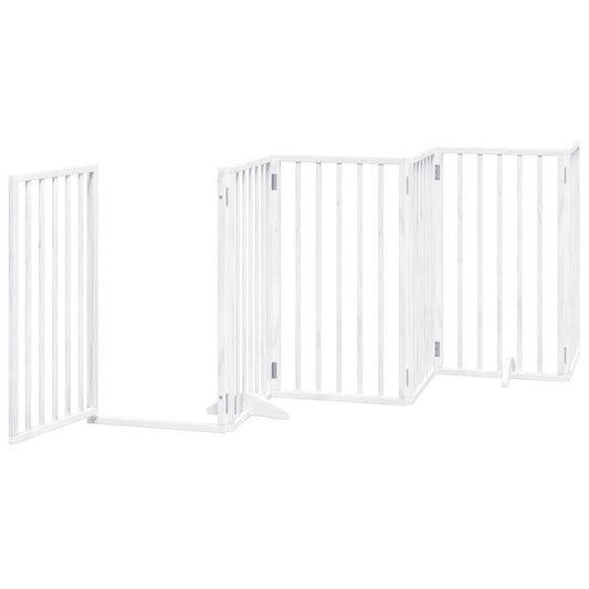 Hundeport sammenleggbar 15 paneler hvit 750 cm poppeltre