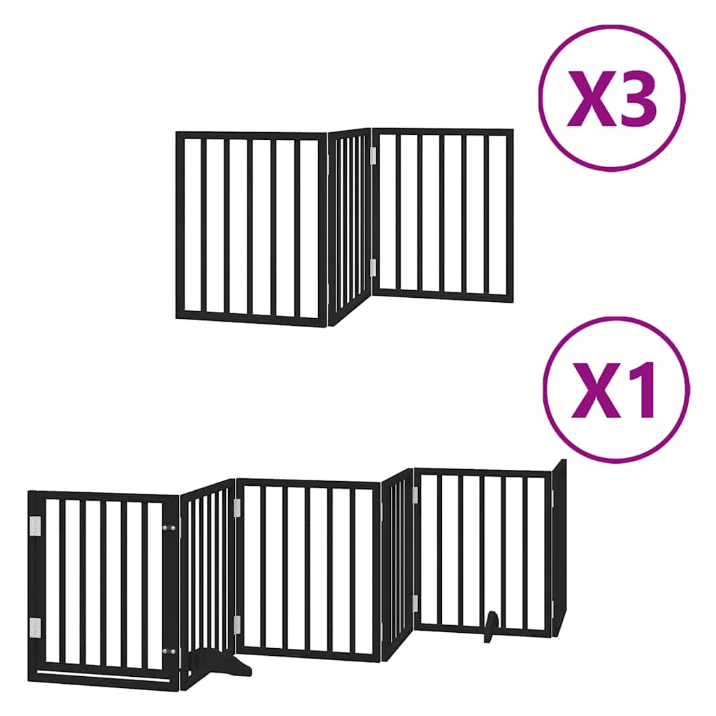 Hundeport sammenleggbar 15 paneler svart 750 cm poppeltre