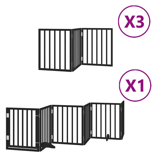 Hundeport sammenleggbar 15 paneler svart 750 cm poppeltre