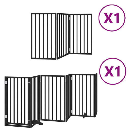 Hundeport sammenleggbar 9 paneler svart 450 cm poppeltre