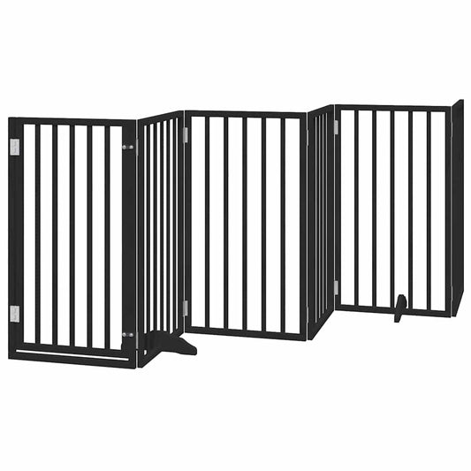 Hundeport sammenleggbar 12 paneler svart 600 cm poppeltre