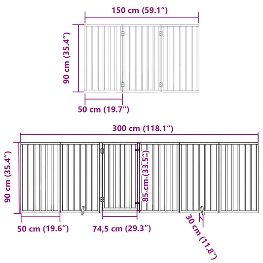 Hundeport sammenleggbar 12 paneler svart 600 cm poppeltre