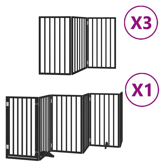 Hundeport sammenleggbar 15 paneler svart 750 cm poppeltre