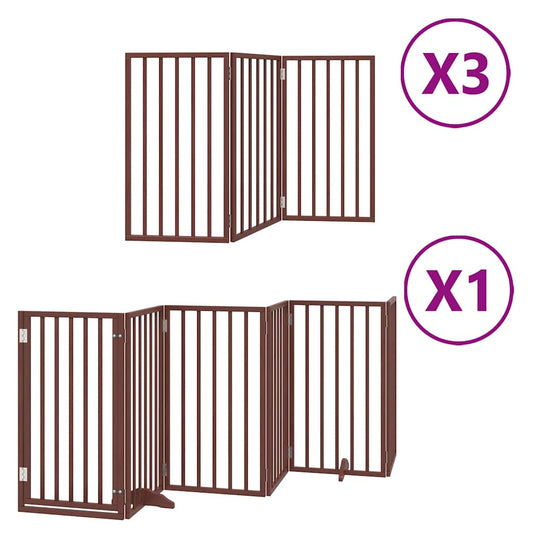 Hundeport sammenleggbar 15 paneler brun 750 cm poppeltre