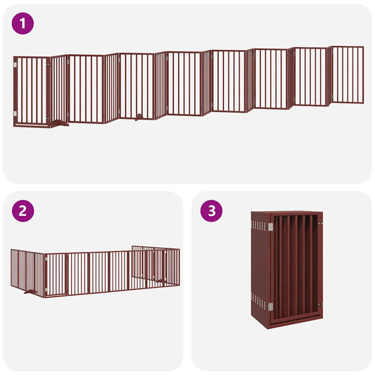 Hundeport sammenleggbar 15 paneler brun 750 cm poppeltre