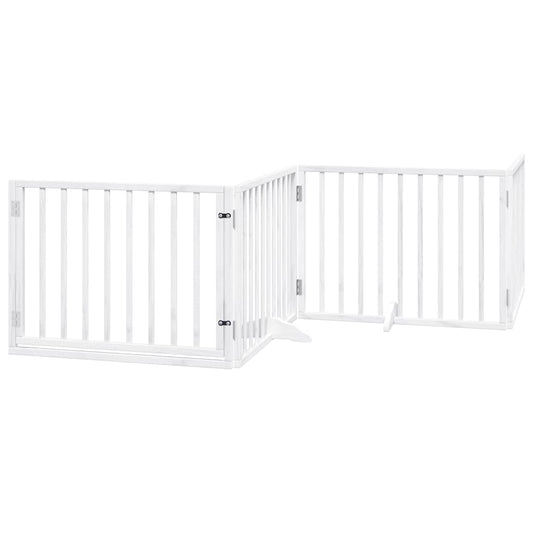 Hundeport sammenleggbar 8 paneler hvit 640 cm poppeltre