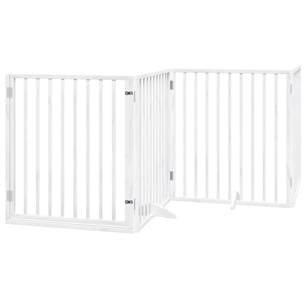 Hundeport sammenleggbar 8 paneler hvit 640 cm poppeltre
