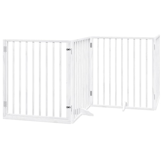 Hundeport sammenleggbar 8 paneler hvit 640 cm poppeltre