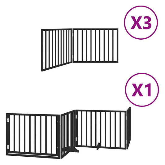 Hundeport sammenleggbar 10 paneler svart 800 cm poppeltre
