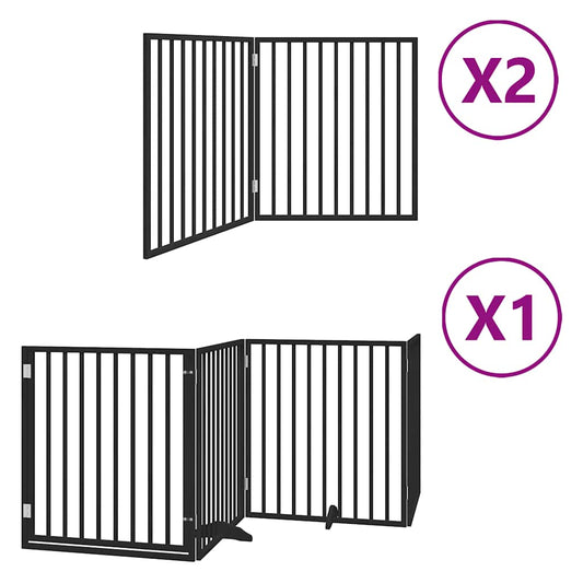 Hundeport sammenleggbar 8 paneler svart 640 cm poppeltre