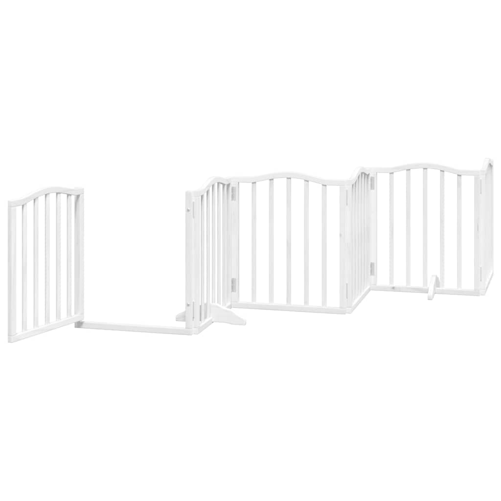 Hundeport sammenleggbar 9 paneler hvit 450 cm poppeltre