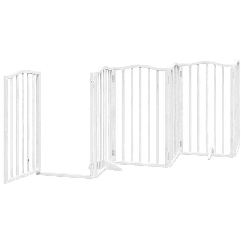 Hundeport sammenleggbar 9 paneler hvit 450 cm poppeltre