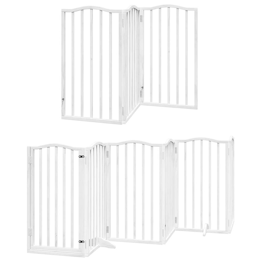 Hundeport sammenleggbar 12 paneler hvit 600 cm poppeltre
