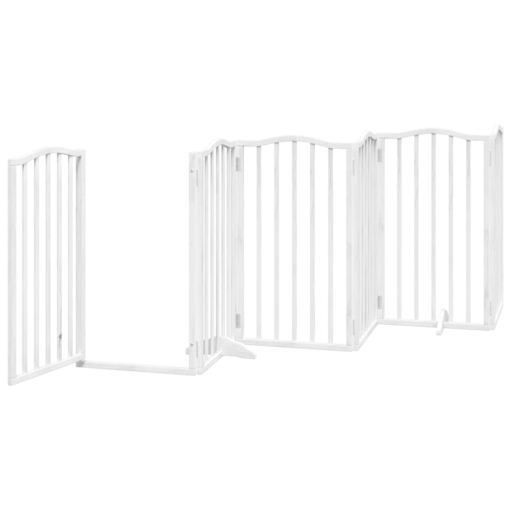 Hundeport sammenleggbar 12 paneler hvit 600 cm poppeltre