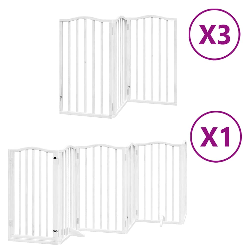 Hundeport sammenleggbar 15 paneler hvit 750 cm poppeltre