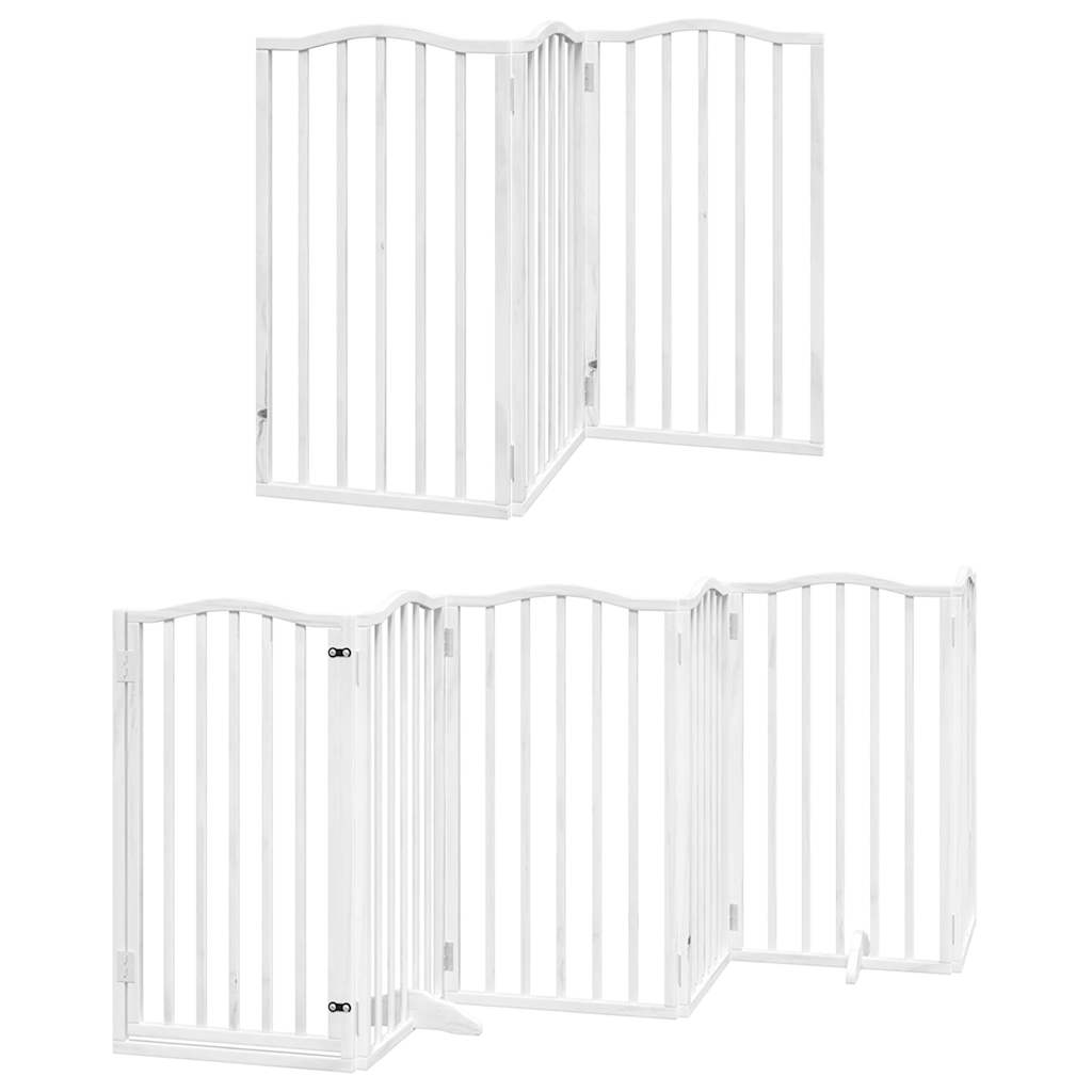 Hundeport sammenleggbar 15 paneler hvit 750 cm poppeltre