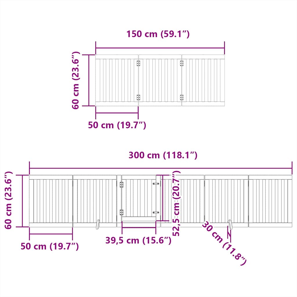 Hundeport sammenleggbar 15 paneler 750 cm poppeltre