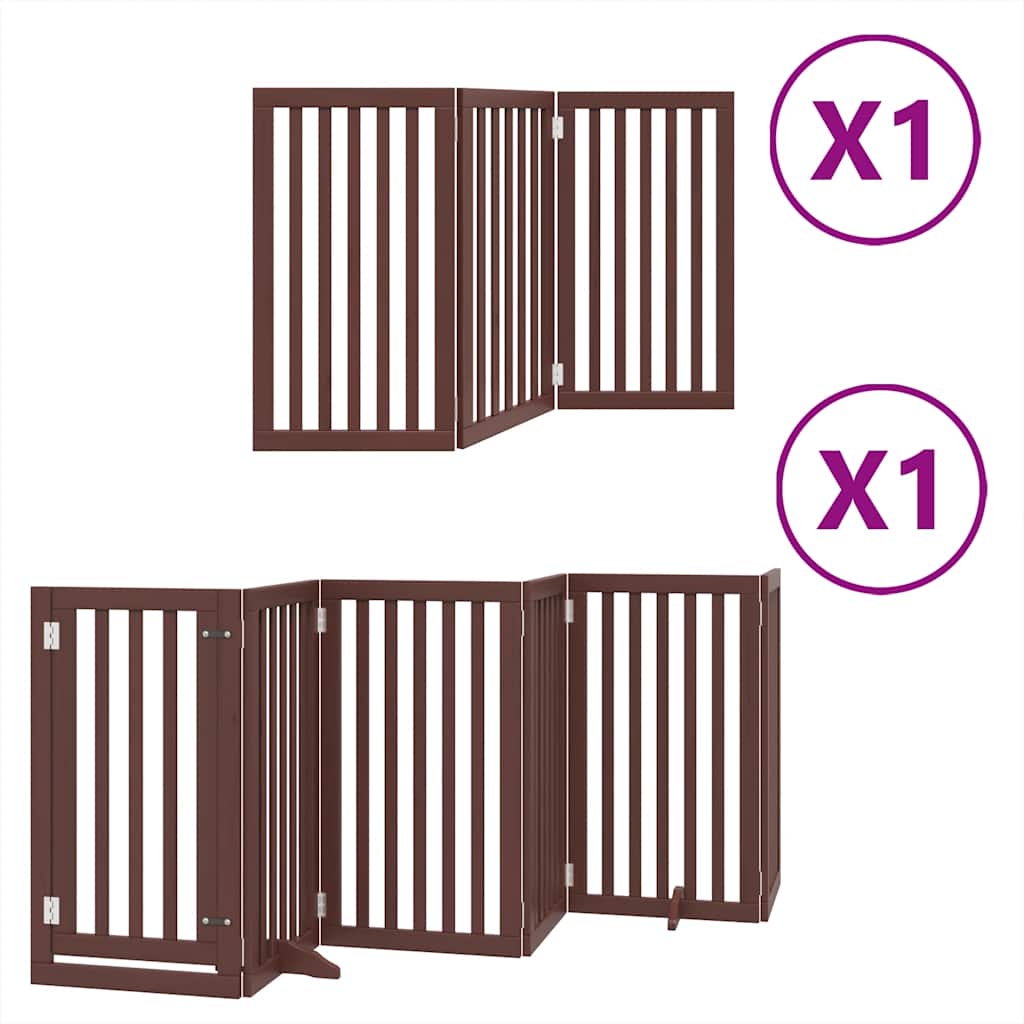 Hundeport sammenleggbar 9 paneler brun 450 cm poppeltre