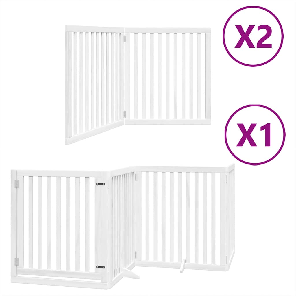 Hundeport sammenleggbar 8 paneler hvit 640 cm poppeltre