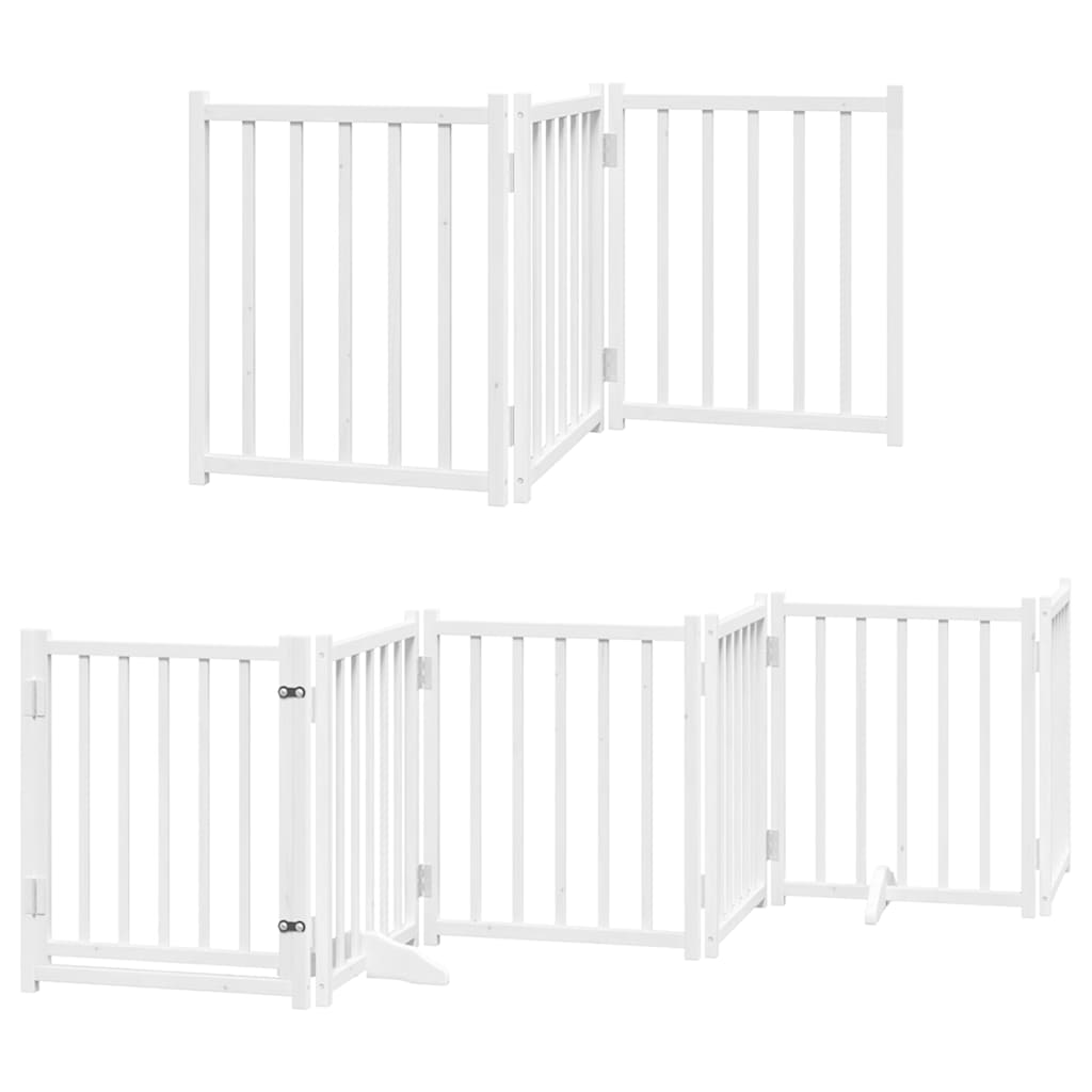 Hundeport sammenleggbar 12 paneler hvit 600 cm poppeltre