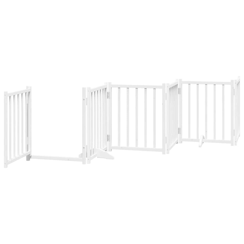 Hundeport sammenleggbar 15 paneler hvit 750 cm poppeltre