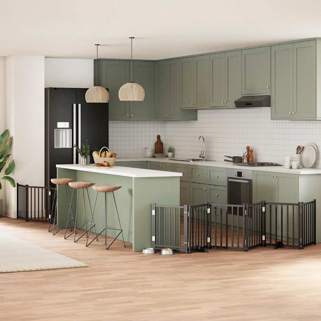 Hundeport sammenleggbar 9 paneler svart 450 cm poppeltre