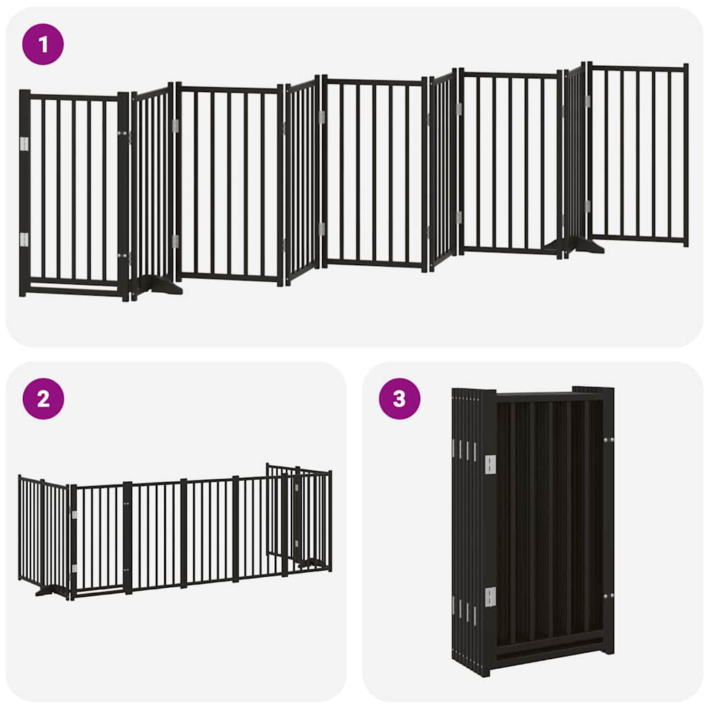 Hundeport sammenleggbar 9 paneler svart 450 cm poppeltre