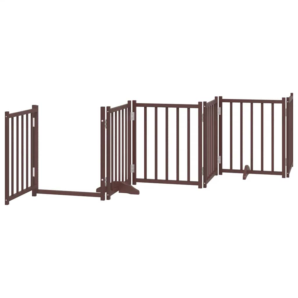 Hundeport sammenleggbar 9 paneler brun 450 cm poppeltre