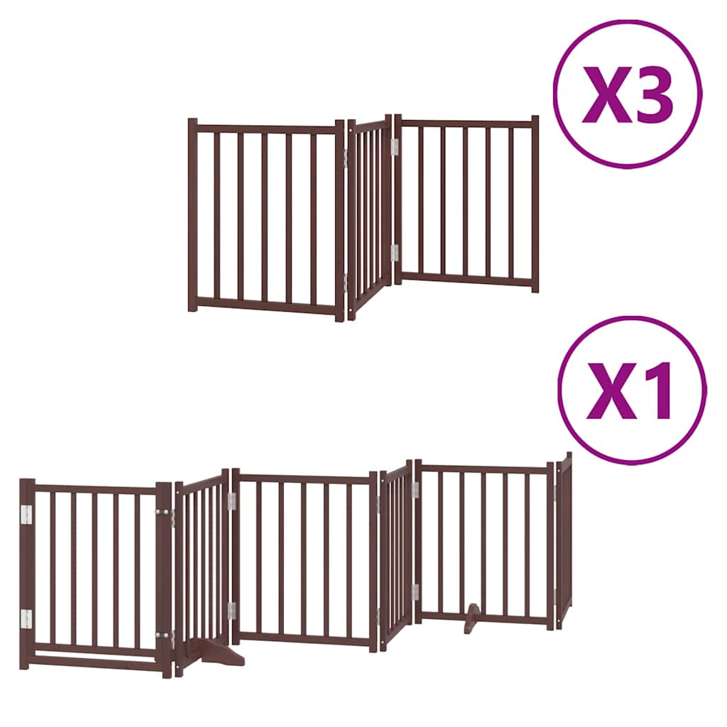 Hundeport sammenleggbar 15 paneler brun 750 cm poppeltre