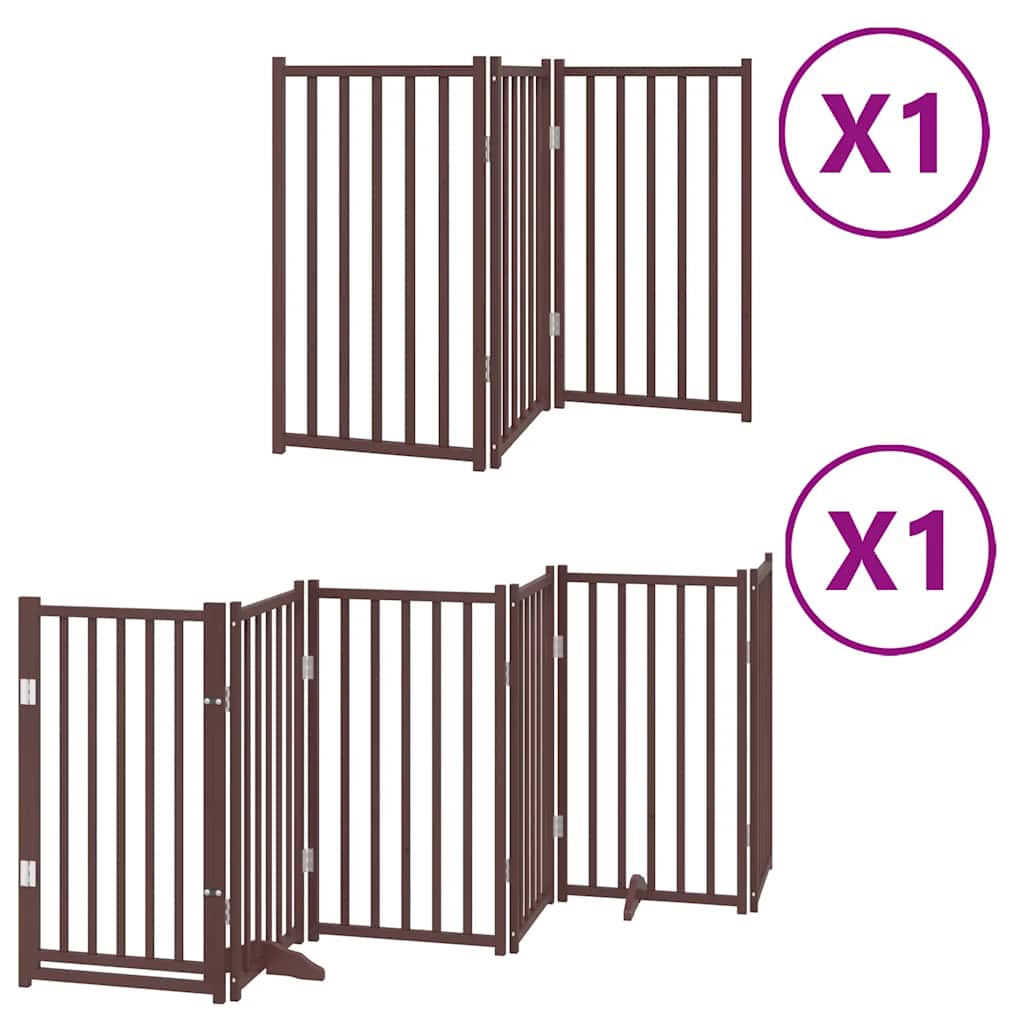 Hundeport sammenleggbar 9 paneler brun 450 cm poppeltre