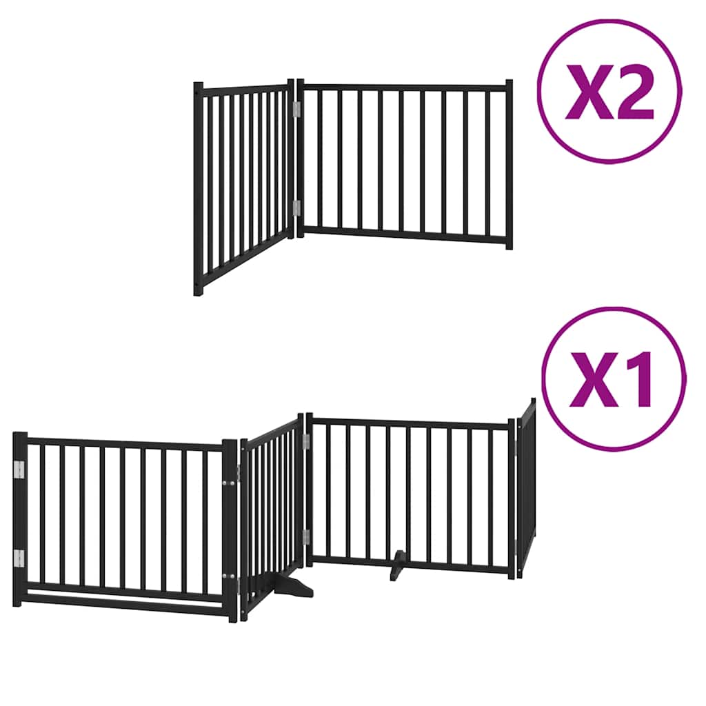 Hundeport sammenleggbar 8 paneler svart 640 cm poppeltre