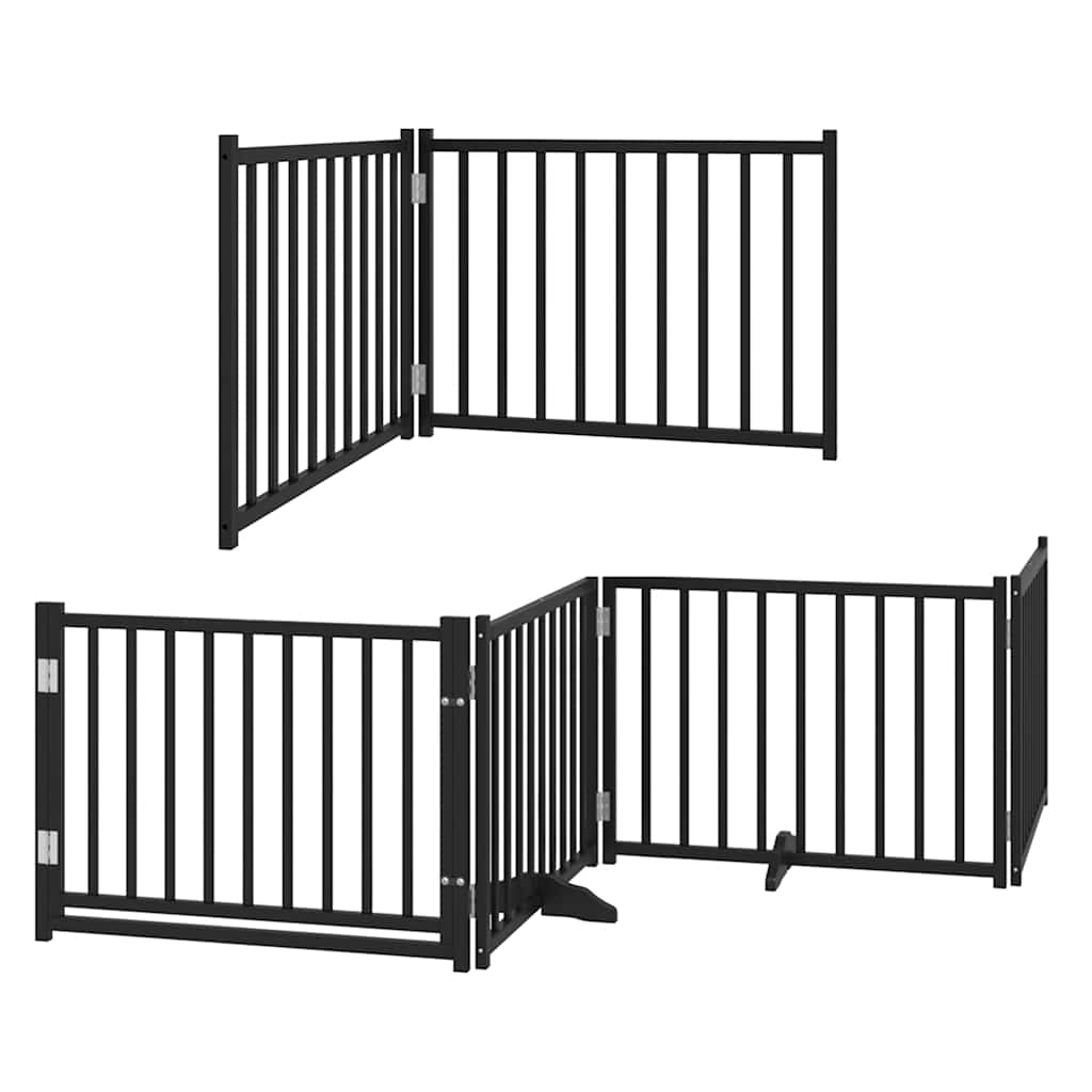 Hundeport sammenleggbar 8 paneler svart 640 cm poppeltre