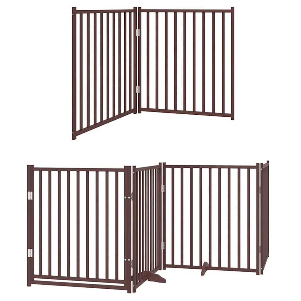 Hundeport sammenleggbar 6 paneler brun 480 cm poppeltre