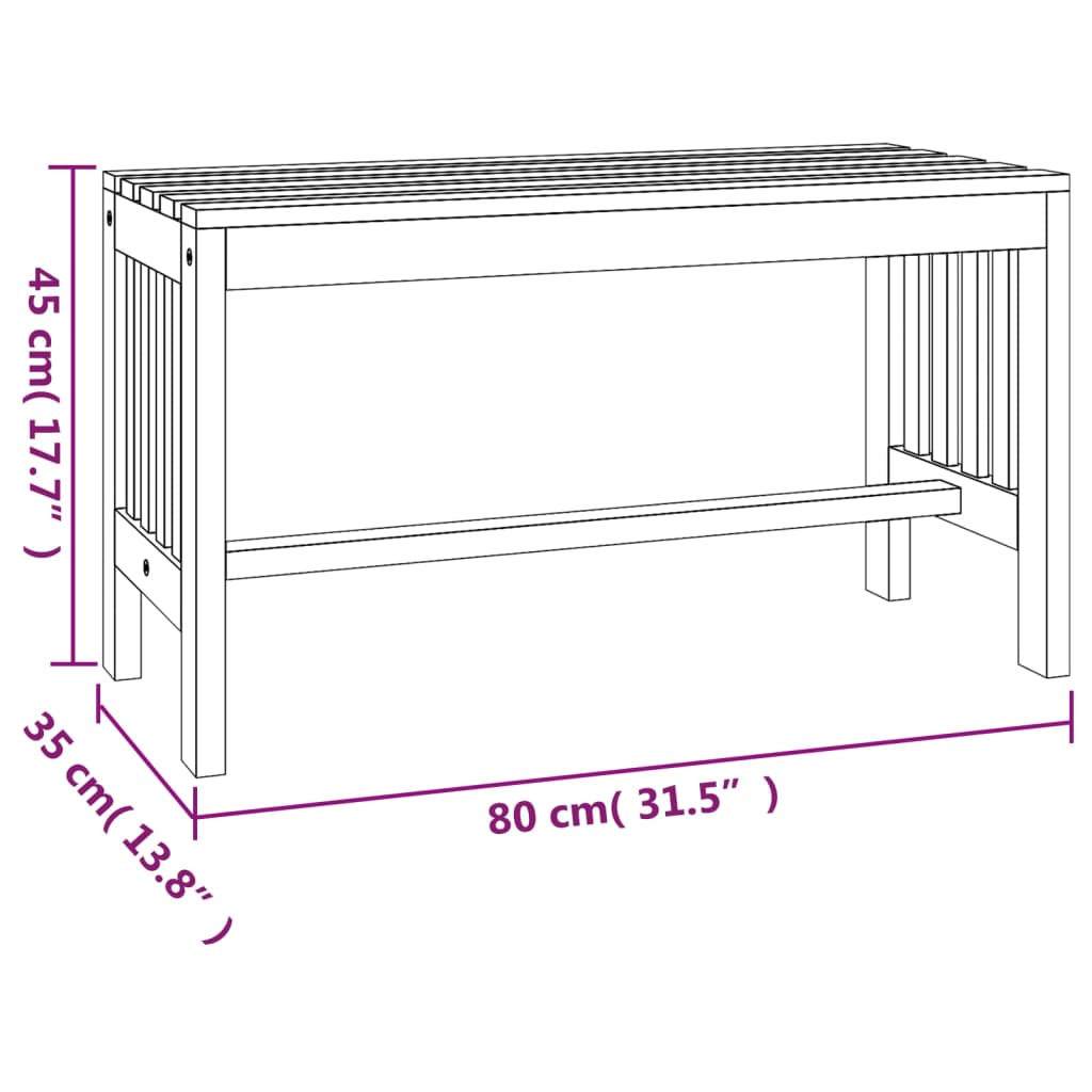 Hagebenk 80 cm heltre eukalyptus