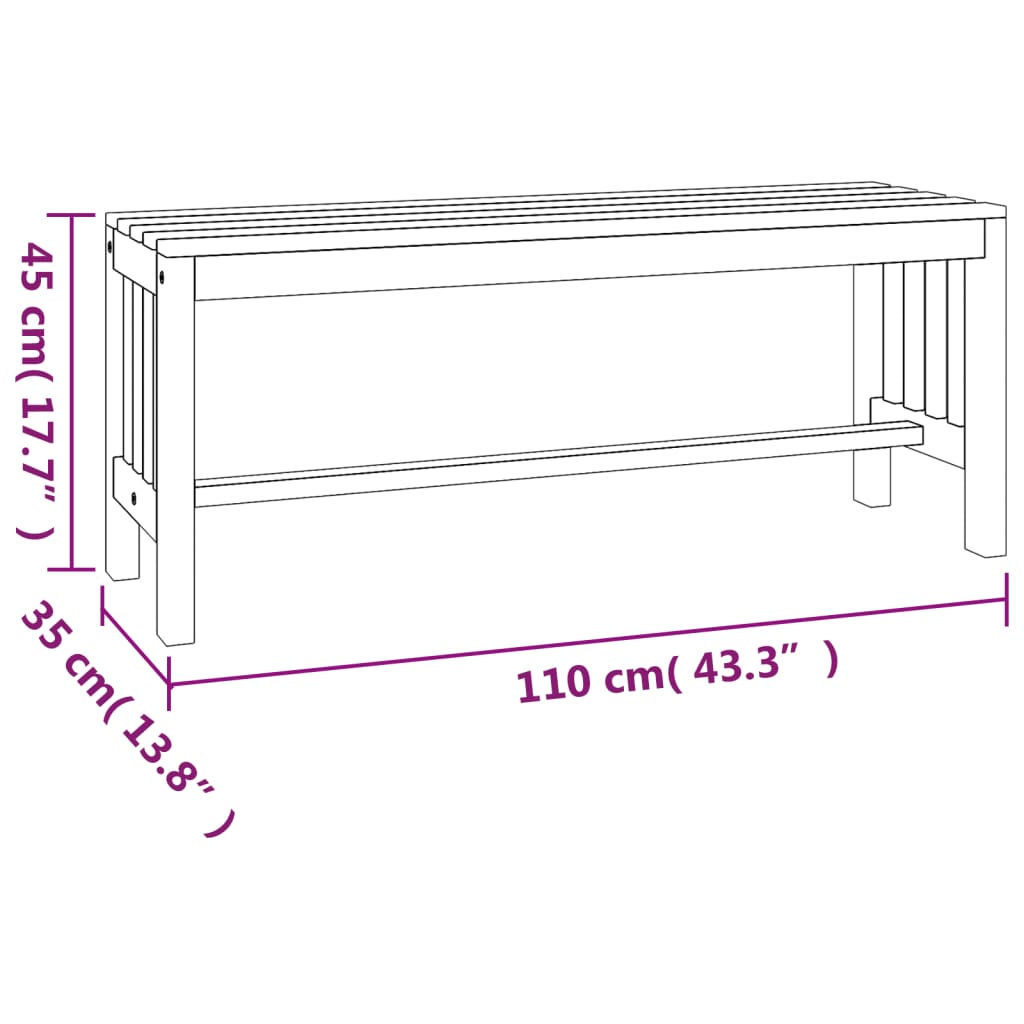 Hagebenk 110 cm heltre eukalyptus